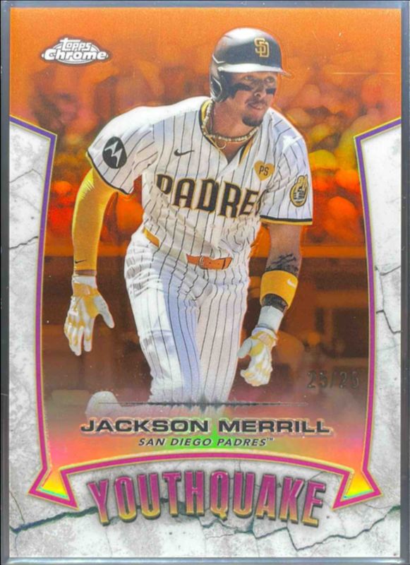 Jackson Merrill 2025 Topps Chrome #YQ-48 Youthquake - Orange Refractor /25 RAW
