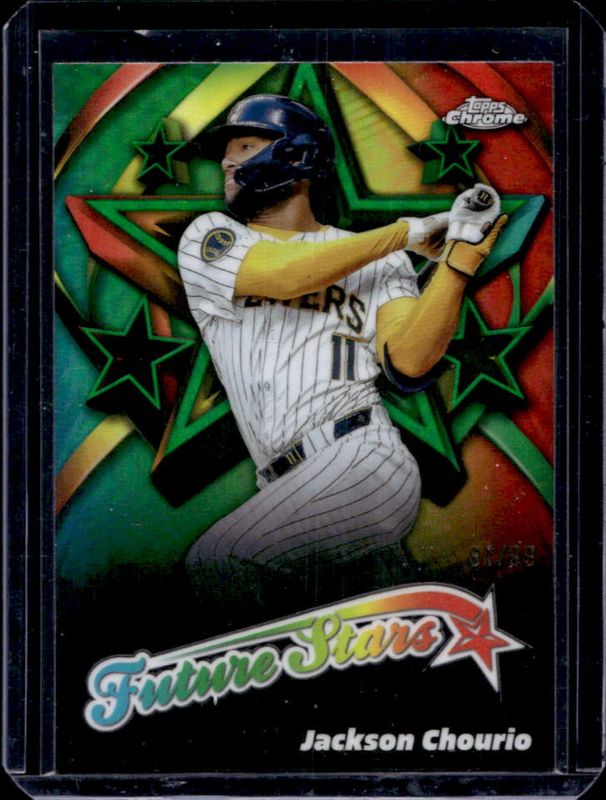 Jackson Chourio 2025 Topps Chrome #FS-4 Future Stars - Green Refractor /99 RAW