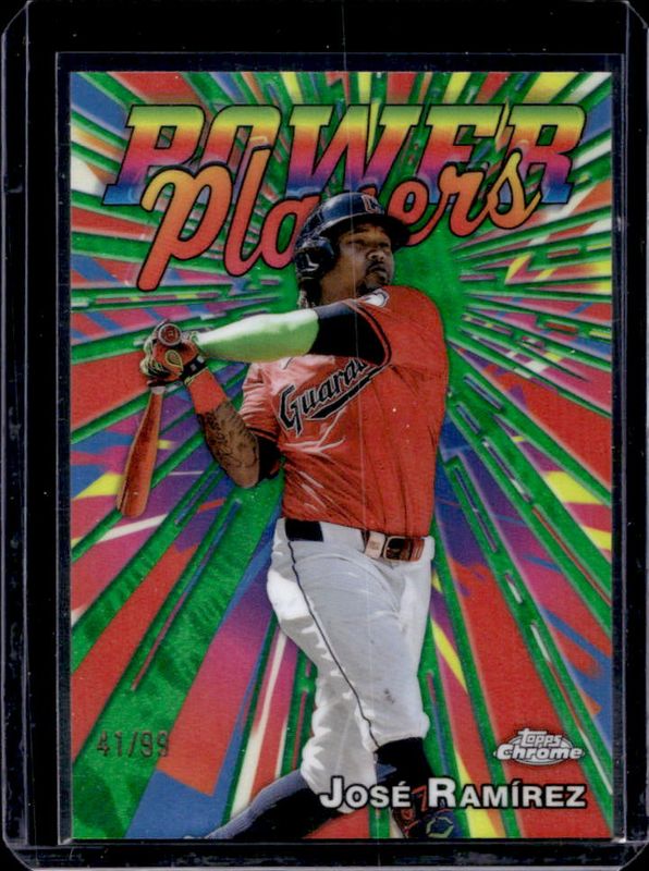 Jose Ramirez 2025 Topps Chrome #PP-14 Power Players - Green Refractor /99 RAW