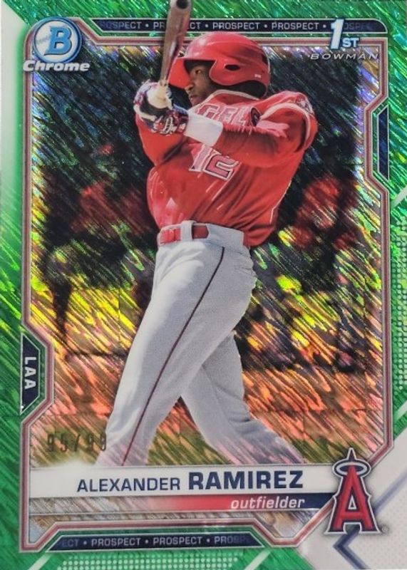 2021 Bowman #BCP-145 Chrome Prospects - Green Shimmer Refractor /99 (1st)