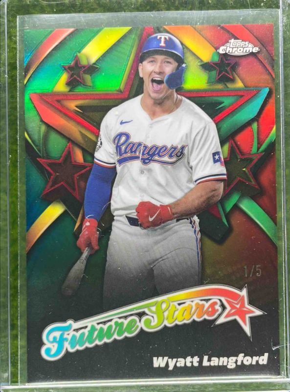 Wyatt Langford 2025 Topps Chrome #FS-13 Future Stars - Red Refractor /5 RAW