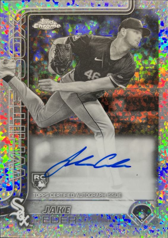 Jake Eder 2025 Topps Chrome #RA-JE Rookie Autographs - B&W Mini-Diamond Refractor RAW