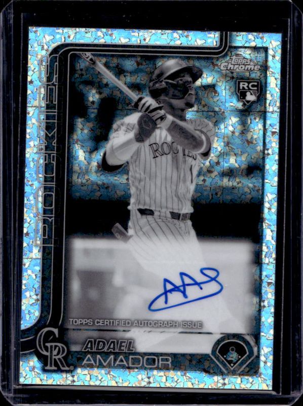 Adael Amador 2025 Topps Chrome #RA-AA Rookie Autographs - B&W Mini-Diamond Refractor RAW