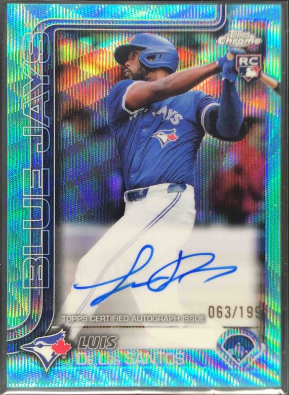 Luis De Los Santos 2025 Topps Chrome #RA-LD Rookie Autographs - Aqua Wave Refractor /199 RAW