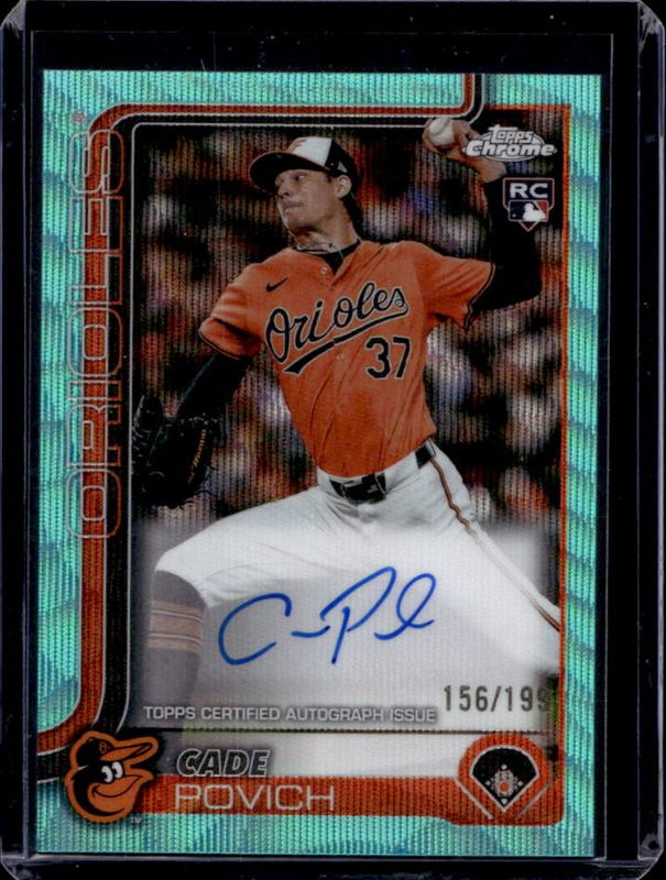 Cade Povich 2025 Topps Chrome #RA-CP Rookie Autographs - Aqua Wave Refractor /199 RAW