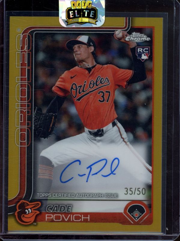 Cade Povich 2025 Topps Chrome #RA-CP Rookie Autographs - Gold Refractor /50 RAW