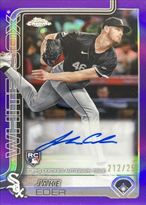 Jake Eder 2025 Topps Chrome #RA-JE Rookie Autographs - Purple Refractor /250 RAW
