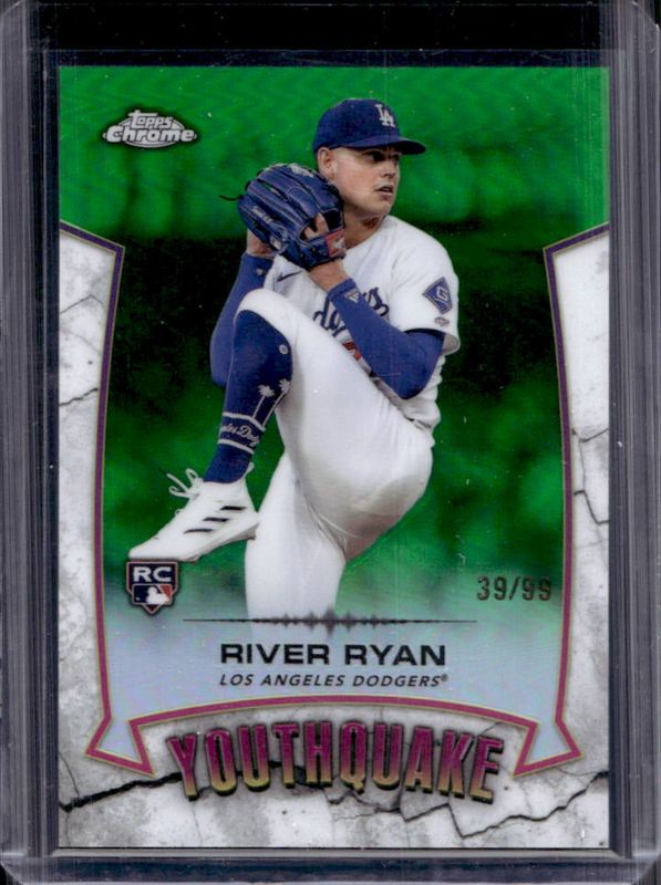 River Ryan 2025 Topps Chrome #YQ-24 Youthquake - Green Refractor /99 Rookie RAW