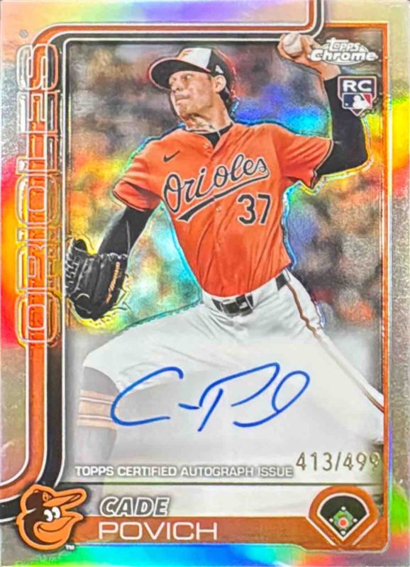 Cade Povich 2025 Topps Chrome #RA-CP Rookie Autographs - Refractor /499 RAW