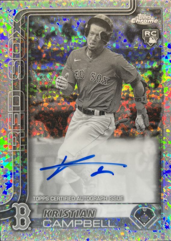 Kristian Campbell 2025 Topps Chrome #RA-KC Rookie Autographs - B&W Mini-Diamond Refractor RAW
