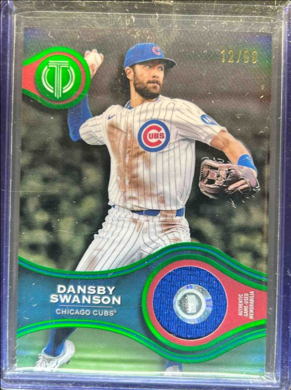 Dansby Swanson 2025 Topps Tribute #SOA-DS Stamp of Approval - Green /99 RAW