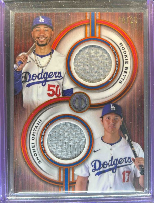 2025 Topps Tribute #TPDR-BO Dual-Player Dual Relics - Orange /25