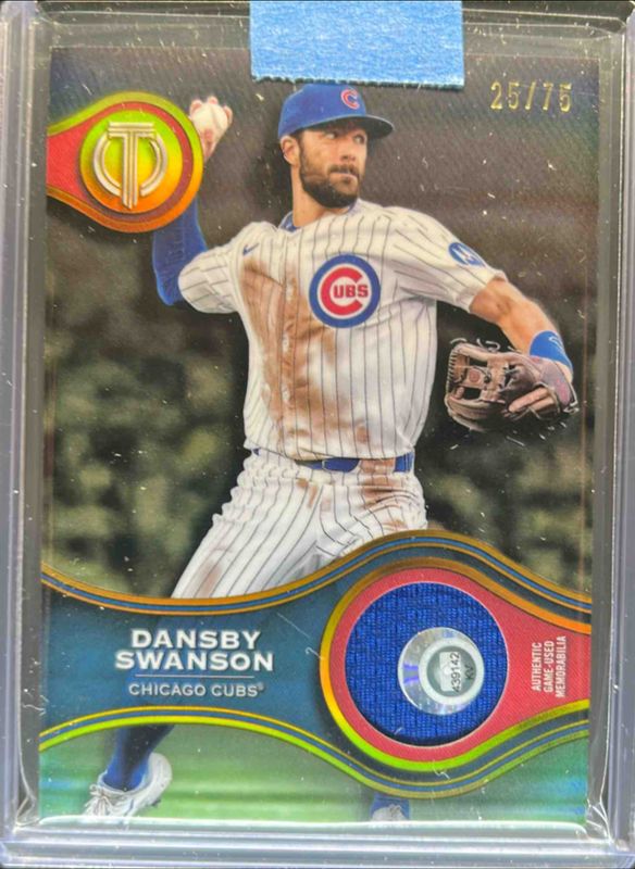 Dansby Swanson 2025 Topps Tribute #SOA-DS Stamp of Approval - Gold /75 RAW