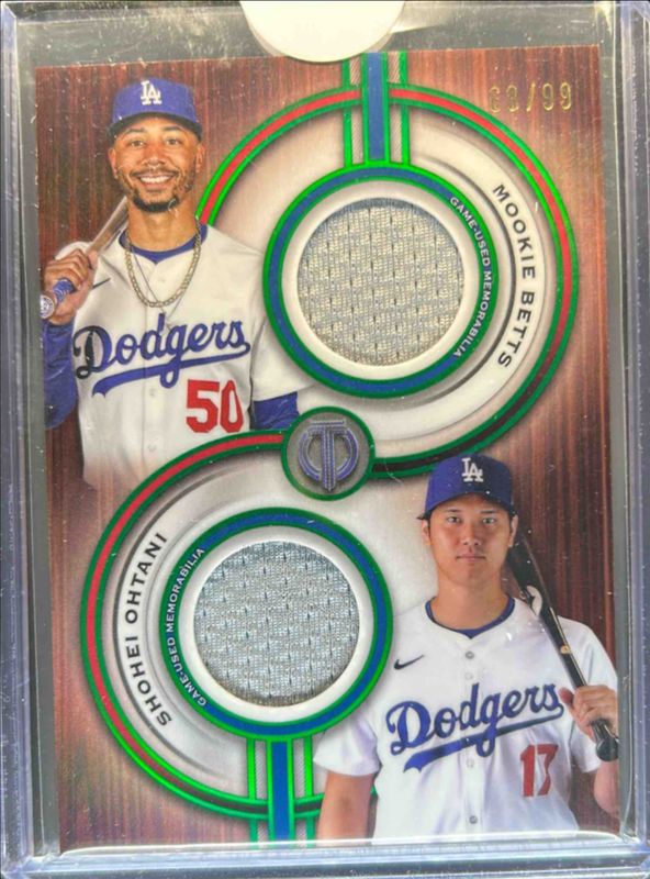 2025 Topps Tribute #TPDR-BO Dual-Player Dual Relics - Green /99