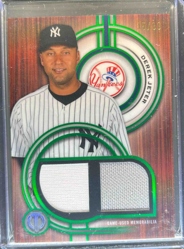 Derek Jeter 2025 Topps Tribute #DR-DJ Single-Player Dual Relic - Green /99 RAW