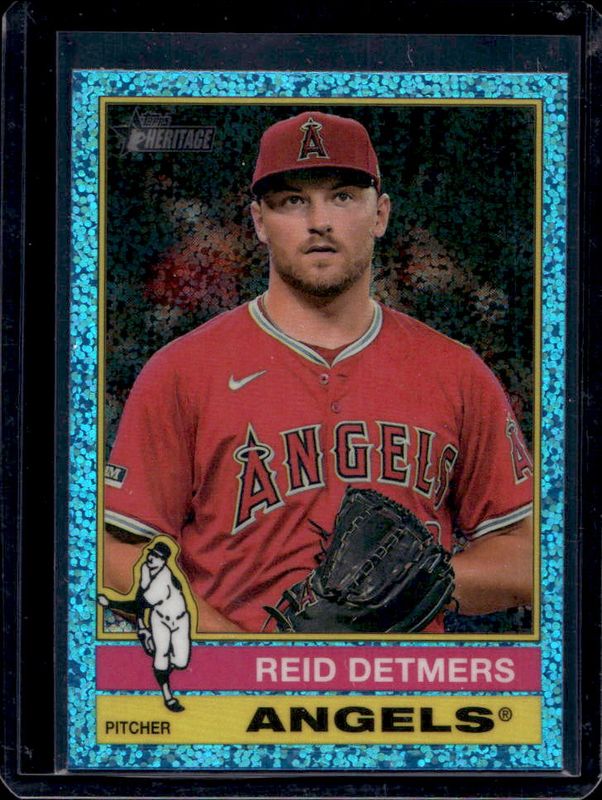 Reid Detmers 2025 Topps Heritage #411 Chrome - Aqua Sparkle Refractor RAW