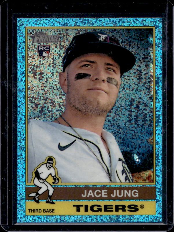 Jace Jung 2025 Topps Heritage #71 Chrome - Aqua Sparkle Refractor Rookie RAW