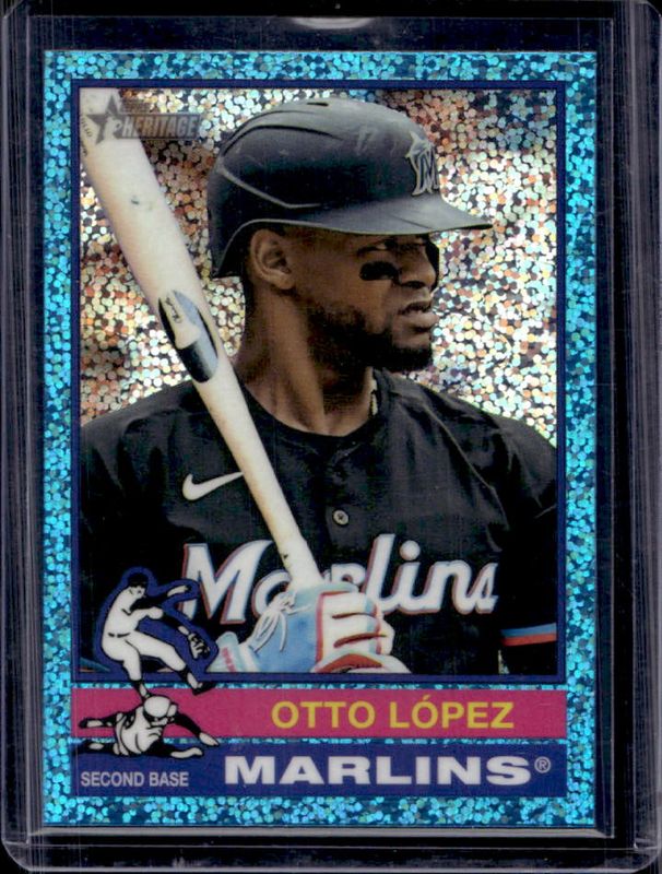 Otto Lopez 2025 Topps Heritage #258 Chrome - Aqua Sparkle Refractor RAW