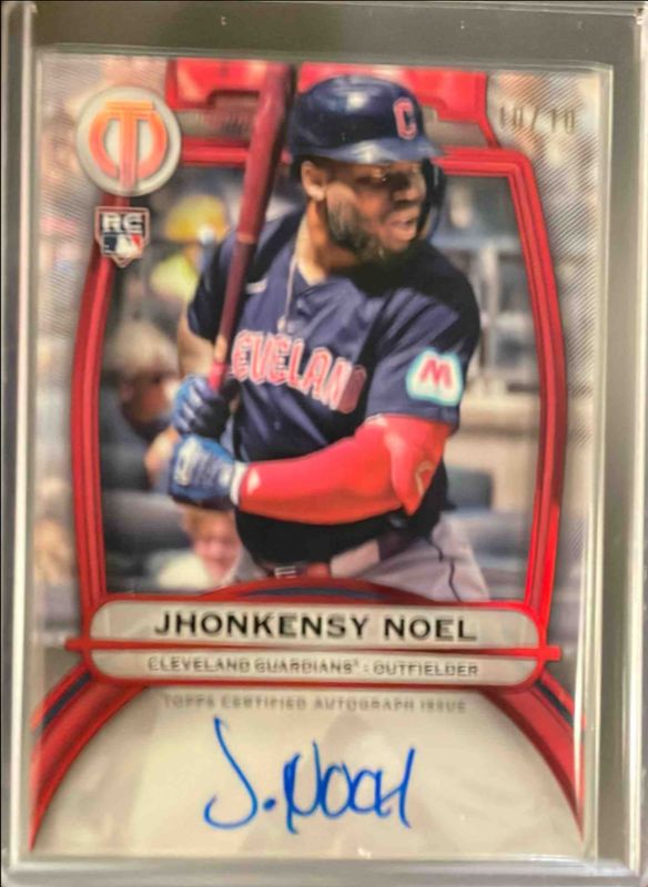 Jhonkensy Noel 2025 Topps Tribute #TA-JN Tribute Autograph - Red /10 Rookie RAW