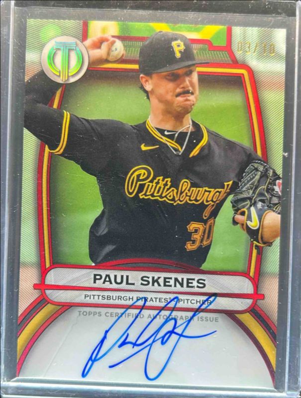 Paul Skenes 2025 Topps Tribute #TA-SKE Tribute Autograph - Red /10 RAW