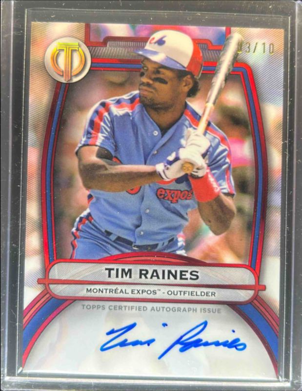 Tim Raines 2025 Topps Tribute #TA-TR Tribute Autograph - Red /10 RAW