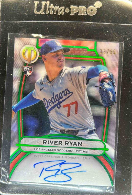 River Ryan 2025 Topps Tribute #TA-RR Tribute Autograph - Green /99 Rookie RAW