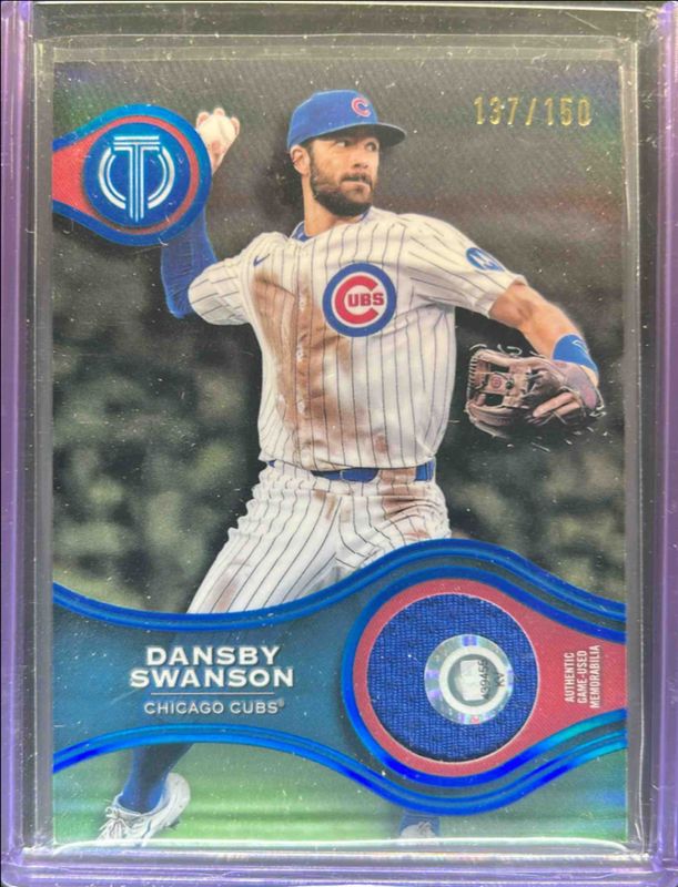 Dansby Swanson 2025 Topps Tribute #SOA-DS Stamp of Approval - Blue /150 RAW