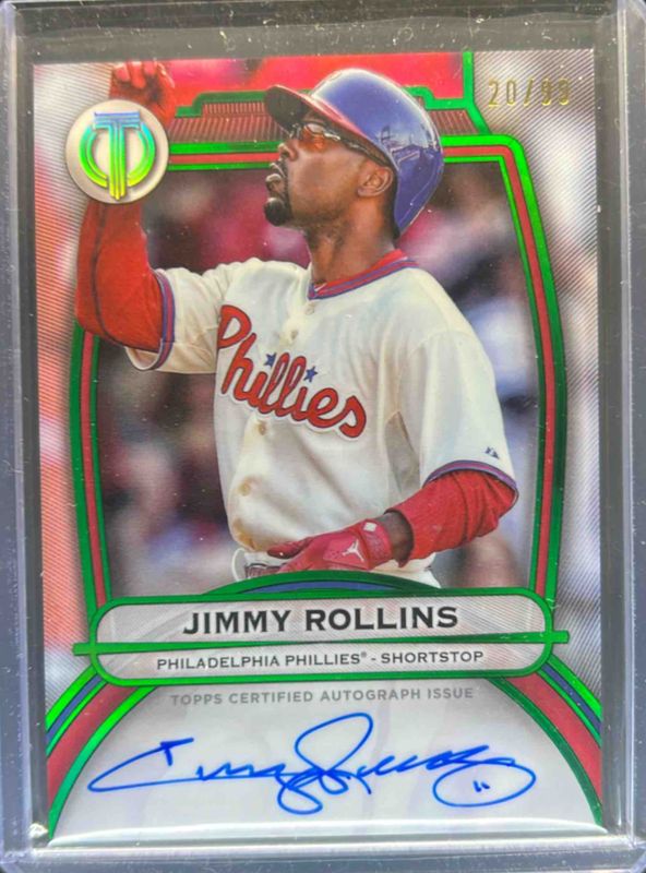 Jimmy Rollins 2025 Topps Tribute #TA-JROL Tribute Autograph - Green /99 RAW