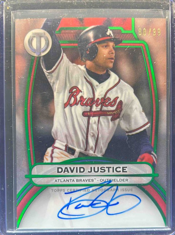 Dave Justice 2025 Topps Tribute #TA-DJ Tribute Autograph - Green /99 RAW