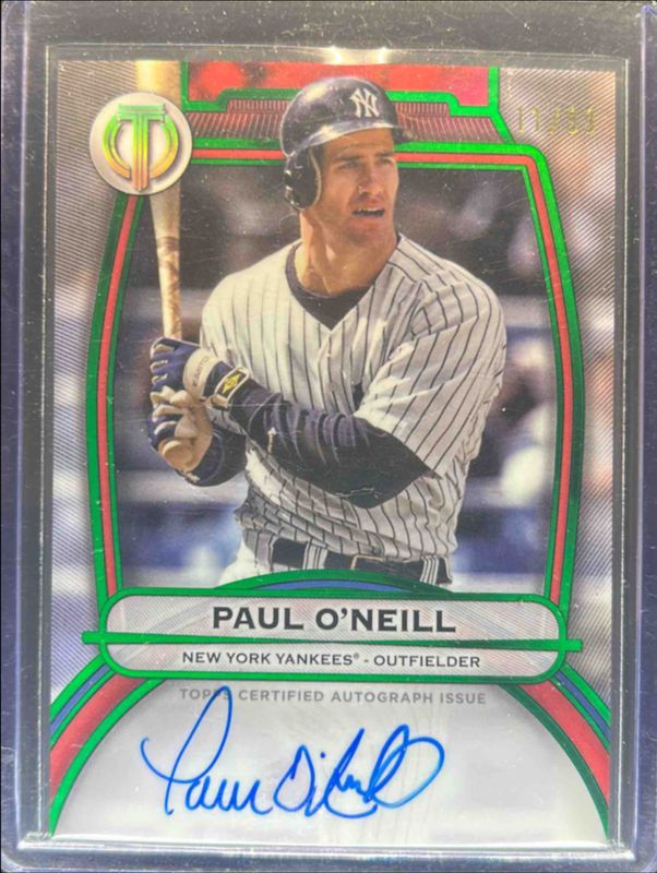 Paul O'Neill 2025 Topps Tribute #TA-PO Tribute Autograph - Green /99 RAW
