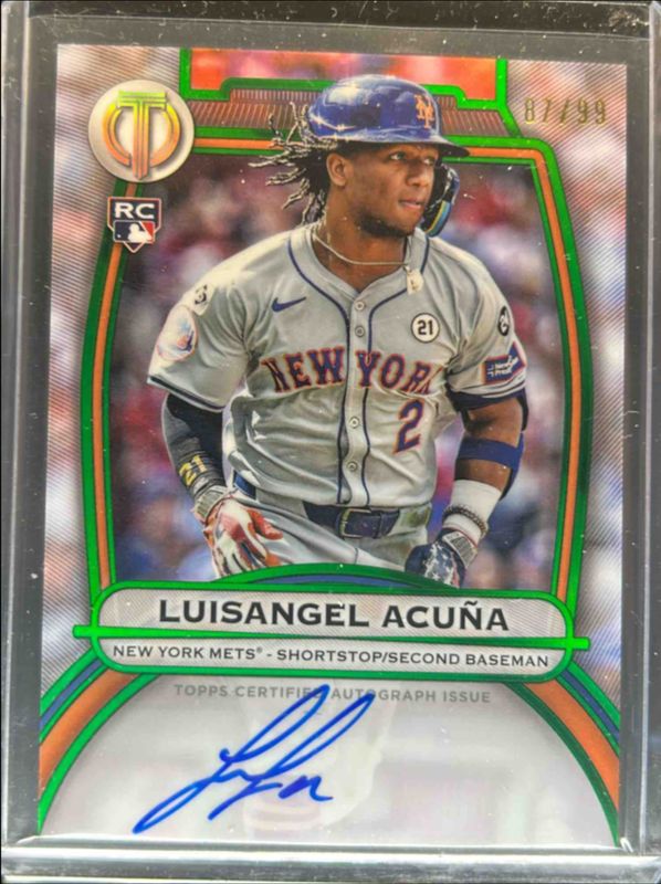 Luisangel Acuna 2025 Topps Tribute #TA-LA Tribute Autograph - Green /99 Rookie RAW
