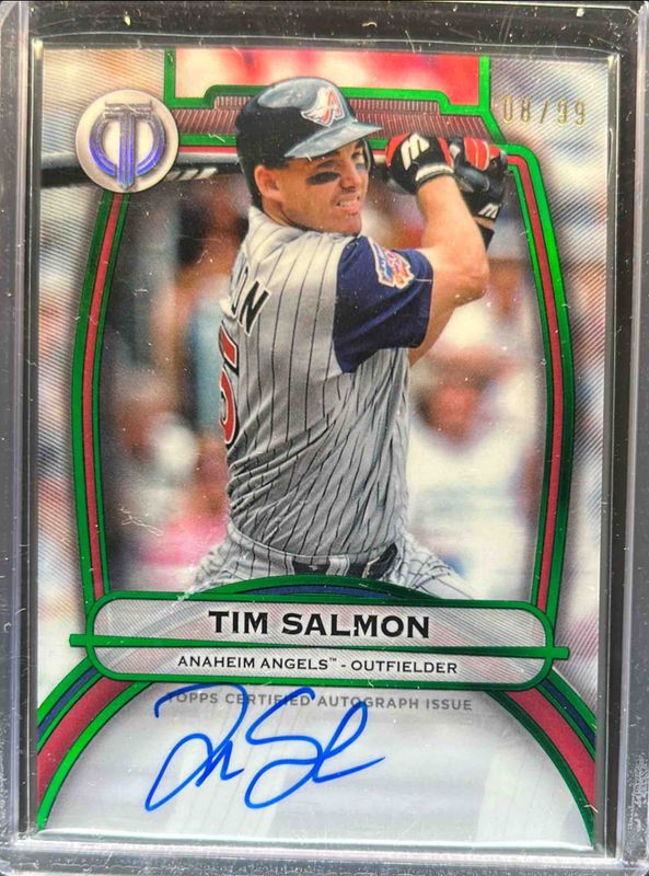 Tim Salmon 2025 Topps Tribute #TA-TSN Tribute Autograph - Green /99 RAW