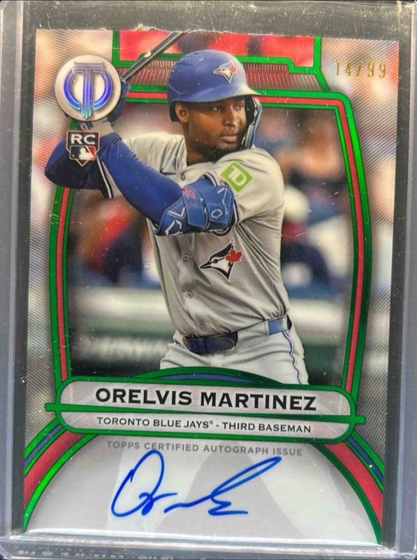 Orelvis Martinez 2025 Topps Tribute #TA-OM Tribute Autograph - Green /99 Rookie RAW