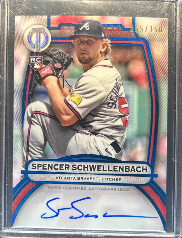 Spencer Schwellenbach 2025 Topps Tribute #TA-SS Tribute Autograph - Blue /150 Rookie RAW