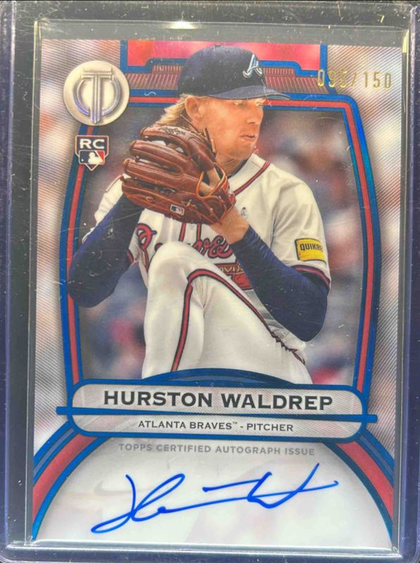 Hurston Waldrep 2025 Topps Tribute #TA-HW Tribute Autograph - Blue /150 Rookie RAW