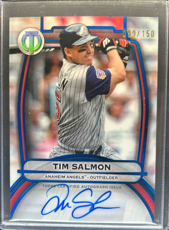 Tim Salmon 2025 Topps Tribute #TA-TSN Tribute Autograph - Blue /150 RAW