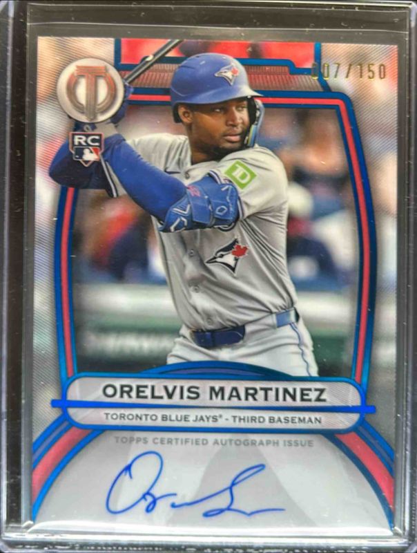 Orelvis Martinez 2025 Topps Tribute #TA-OM Tribute Autograph - Blue /150 Rookie RAW