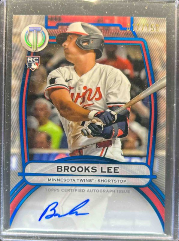Brooks Lee 2025 Topps Tribute #TA-BL Tribute Autograph - Blue /150 Rookie RAW