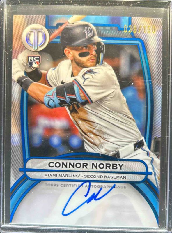 Connor Norby 2025 Topps Tribute #TA-CN Tribute Autograph - Blue /150 Rookie RAW