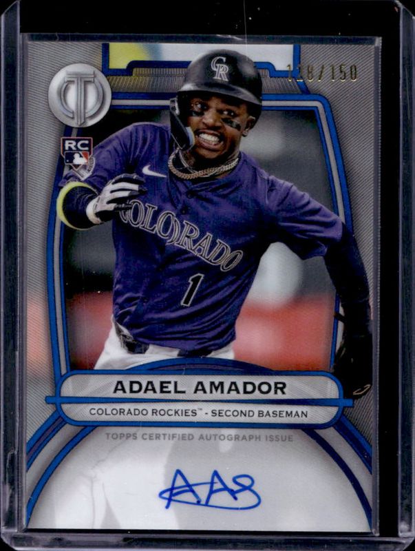 Adael Amador 2025 Topps Tribute #TA-AA Tribute Autograph - Blue /150 Rookie RAW