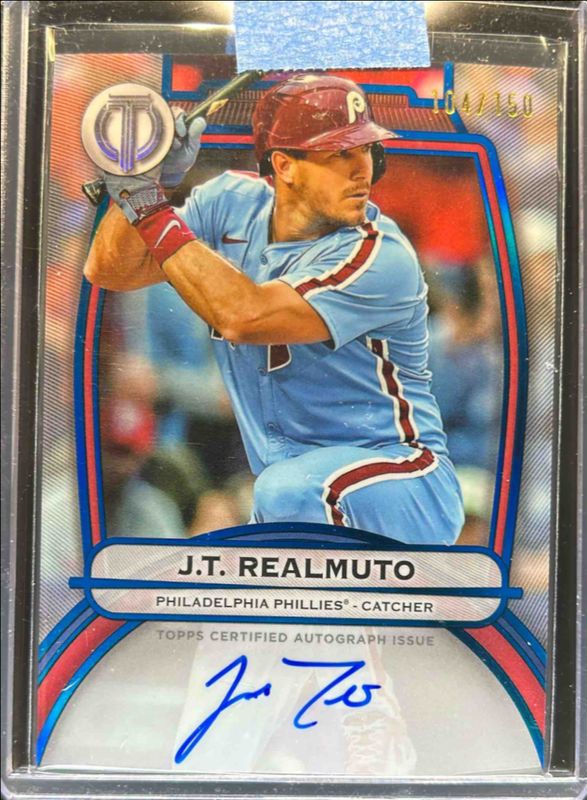 JT Realmuto 2025 Topps Tribute #TA-JTR Tribute Autograph - Blue /150 RAW