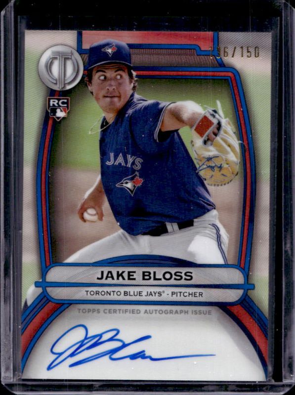 Jake Bloss 2025 Topps Tribute #TA-JB Tribute Autograph - Blue /150 Rookie RAW