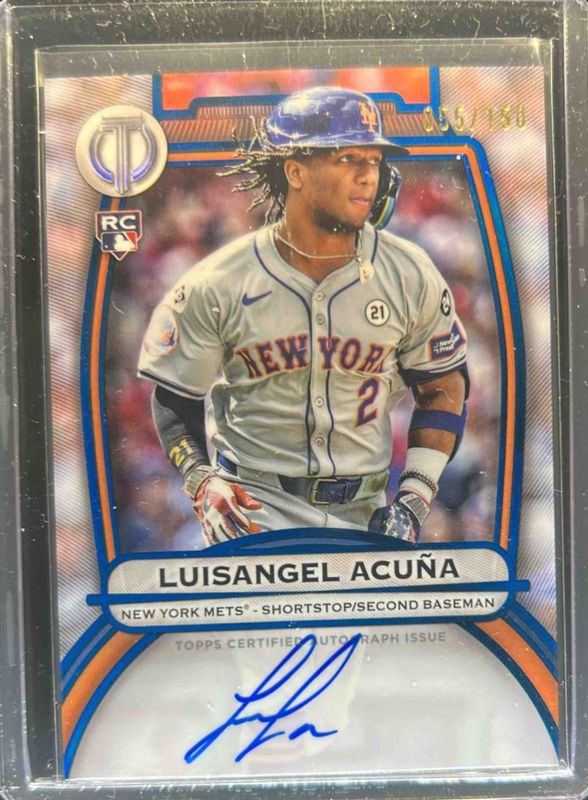 Luisangel Acuna 2025 Topps Tribute #TA-LA Tribute Autograph - Blue /150 Rookie RAW