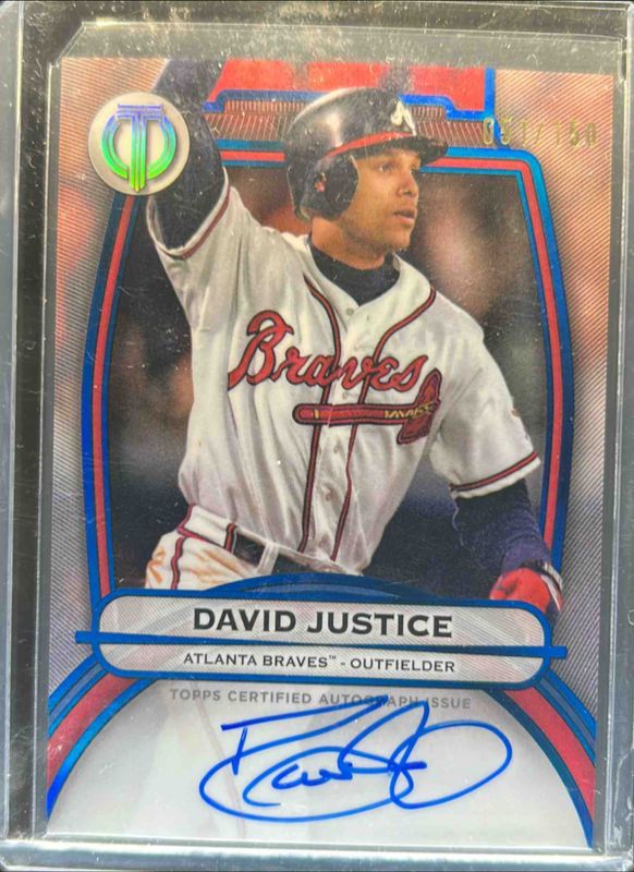 Dave Justice 2025 Topps Tribute #TA-DJ Tribute Autograph - Blue /150 RAW