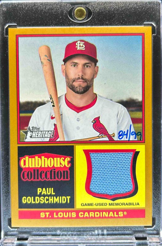 Paul Goldschmidt 2025 Topps Heritage #CCR-PG Clubhouse Collection Relics - Gold /99 RAW