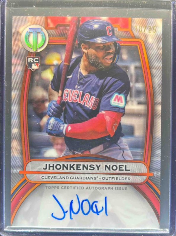 Jhonkensy Noel 2025 Topps Tribute #TA-JN Tribute Autograph - Orange /25 Rookie RAW