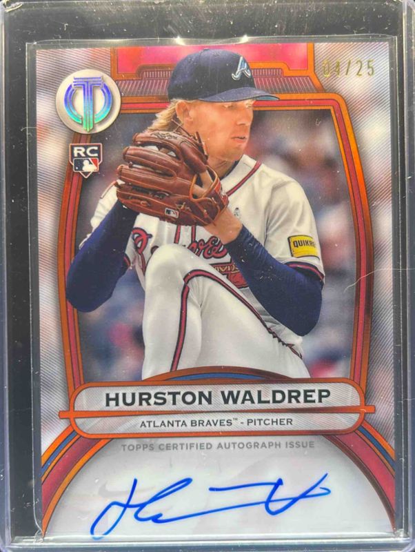 Hurston Waldrep 2025 Topps Tribute #TA-HW Tribute Autograph - Orange /25 Rookie RAW