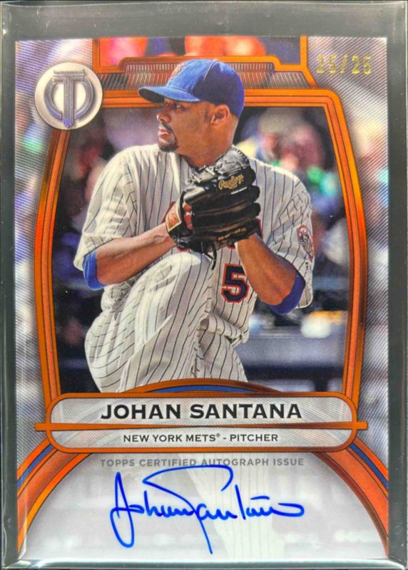 Johan Santana 2025 Topps Tribute #TA-JS Tribute Autograph - Orange /25 RAW