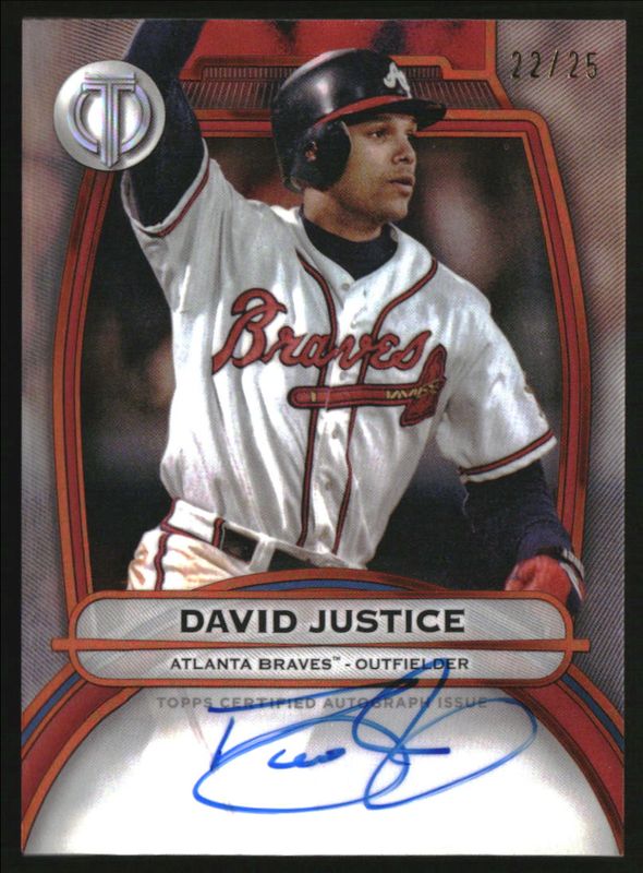 Dave Justice 2025 Topps Tribute #TA-DJ Tribute Autograph - Orange /25 RAW