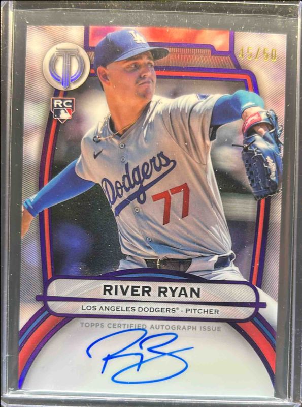 River Ryan 2025 Topps Tribute #TA-RR Tribute Autograph - Purple /50 Rookie RAW
